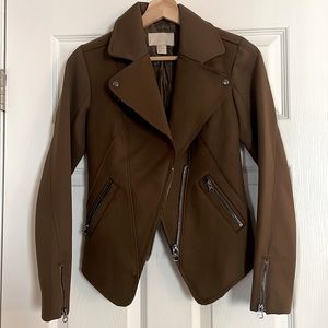 Worn 3x H&M Green/Khaki Moto Style Jacket Size 2
